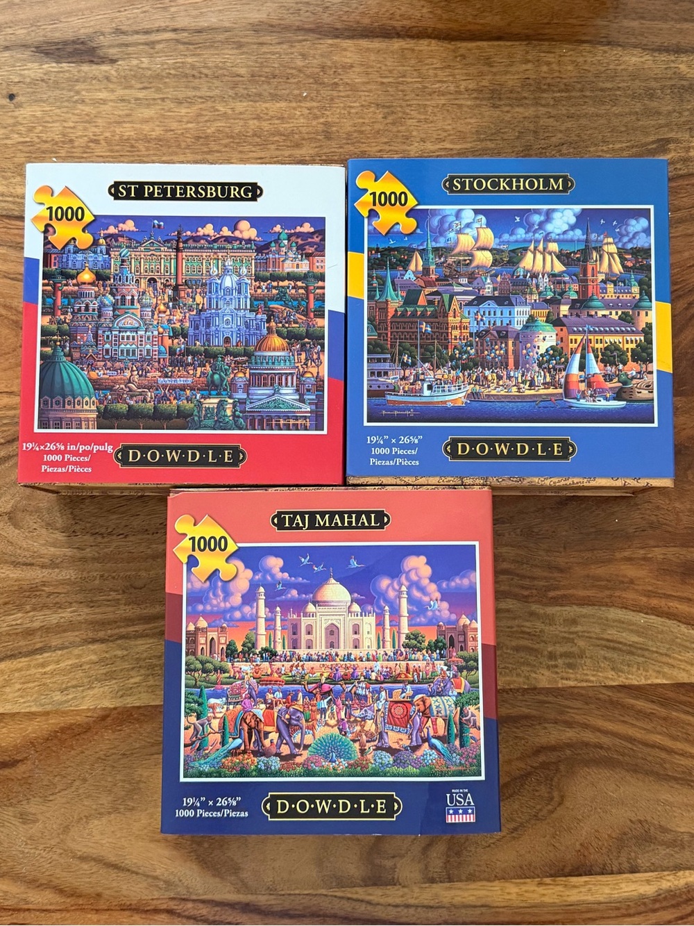 Dowdle 1000-Piece Puzzle Set - Multicolor St Petersburg, Stockholm Taj Mahal Lot